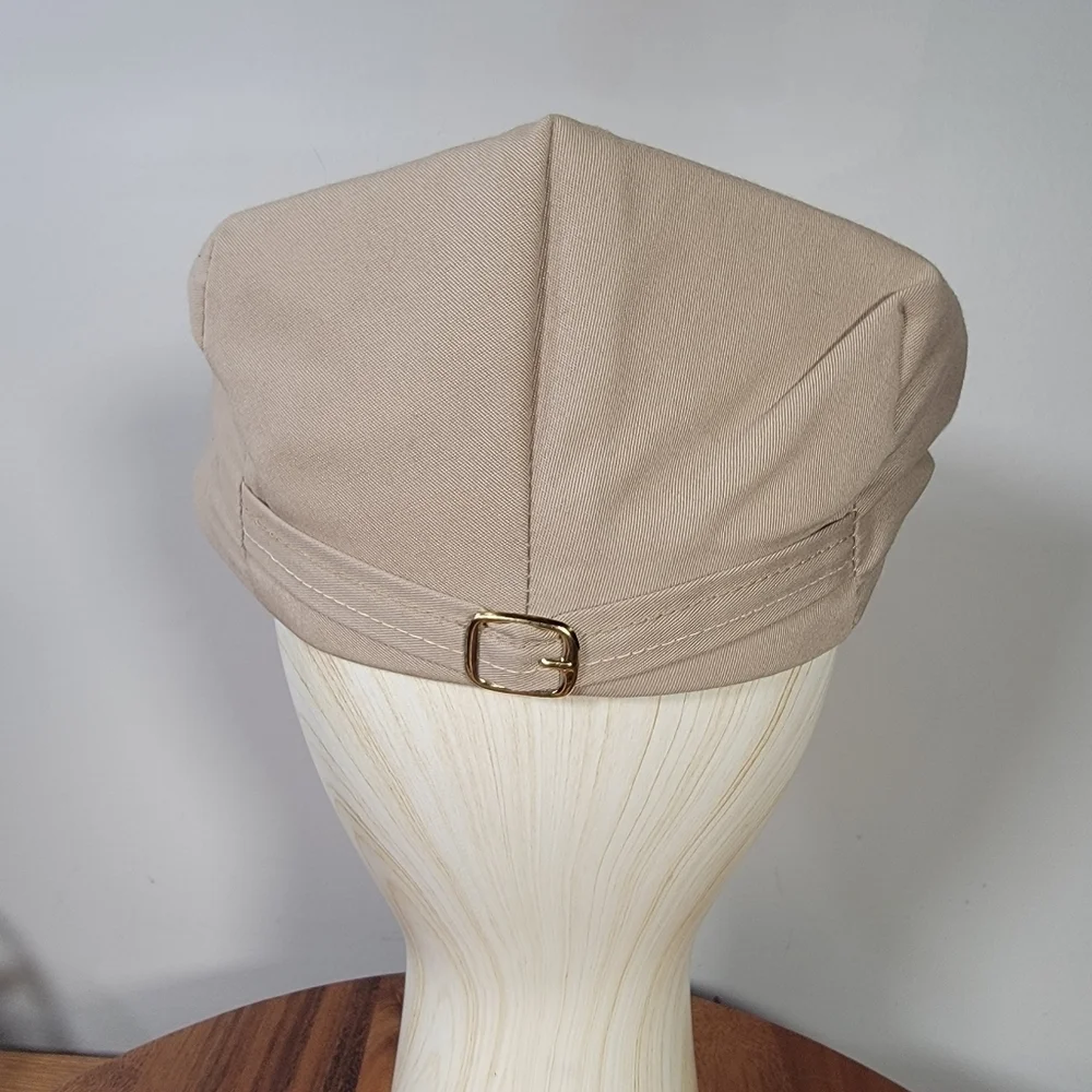 Vintage Harvard Flat Cap Mens Size Medium Tan Beige Snap Front